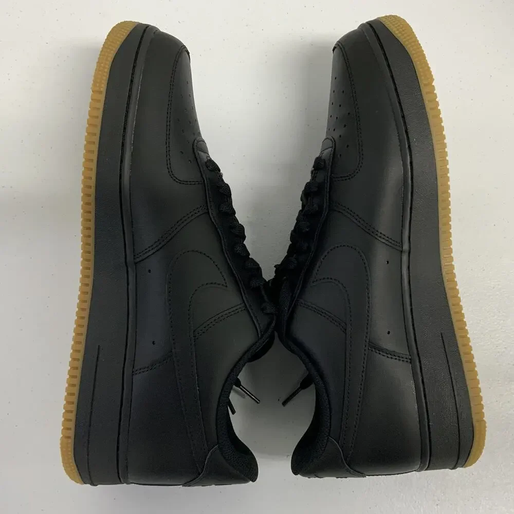 Nike Air Force 1 '07 Black Gum DZ4404 001 Size 13 Leather Light Brown Work Shoe